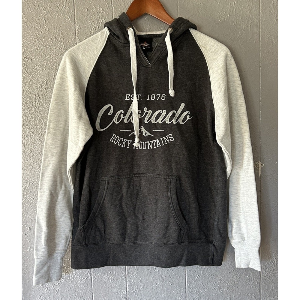 Women's Prairie Mountain Colorado Est 1876 Gray Hooded Sweatshirt Size M